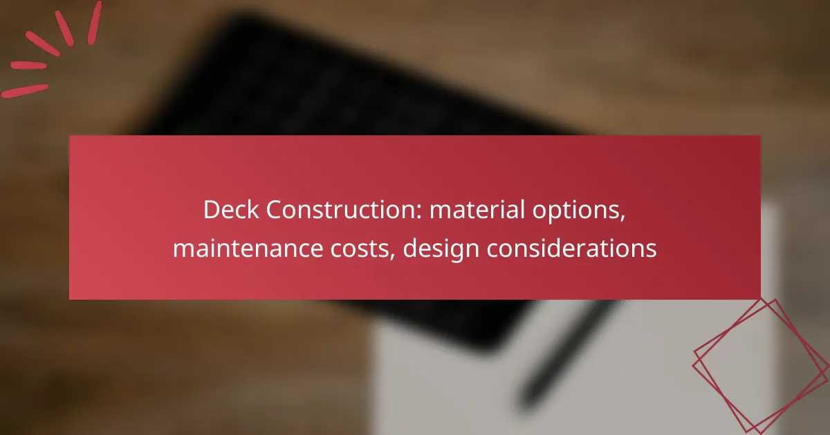 Deck Construction: material options, maintenance costs, design considerations