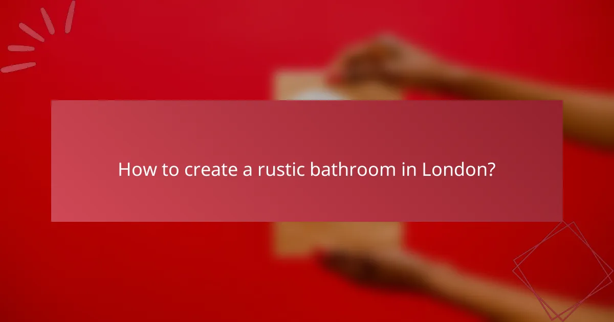 How to create a rustic bathroom in London?